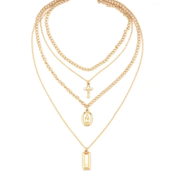 ◇Buffy◇ Layered Gold Pendant Cross Necklace - Picture 3 of 6